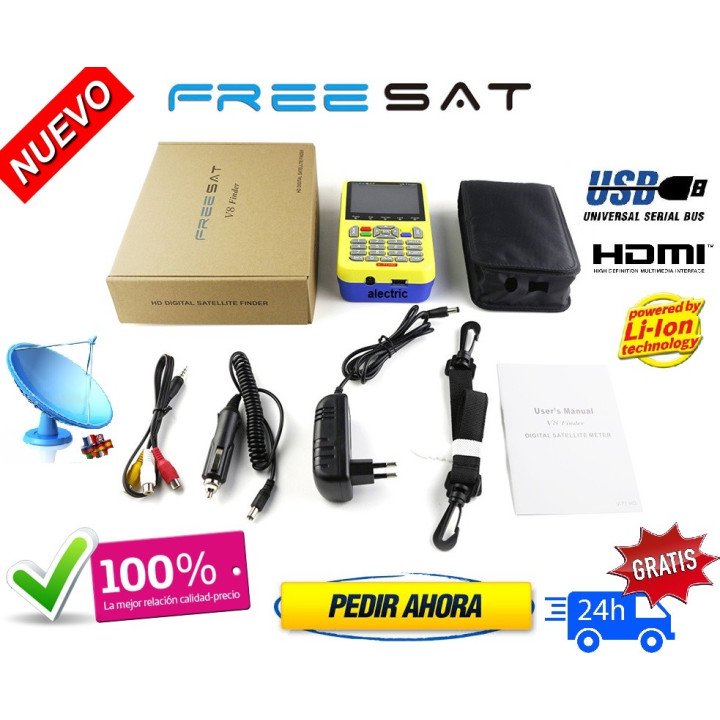 Medidor de satélite Freesat V8 Finder HD