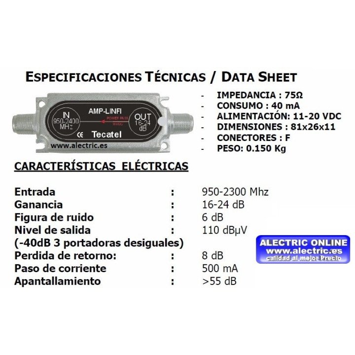 Amplificador de Satélite 16-24dB