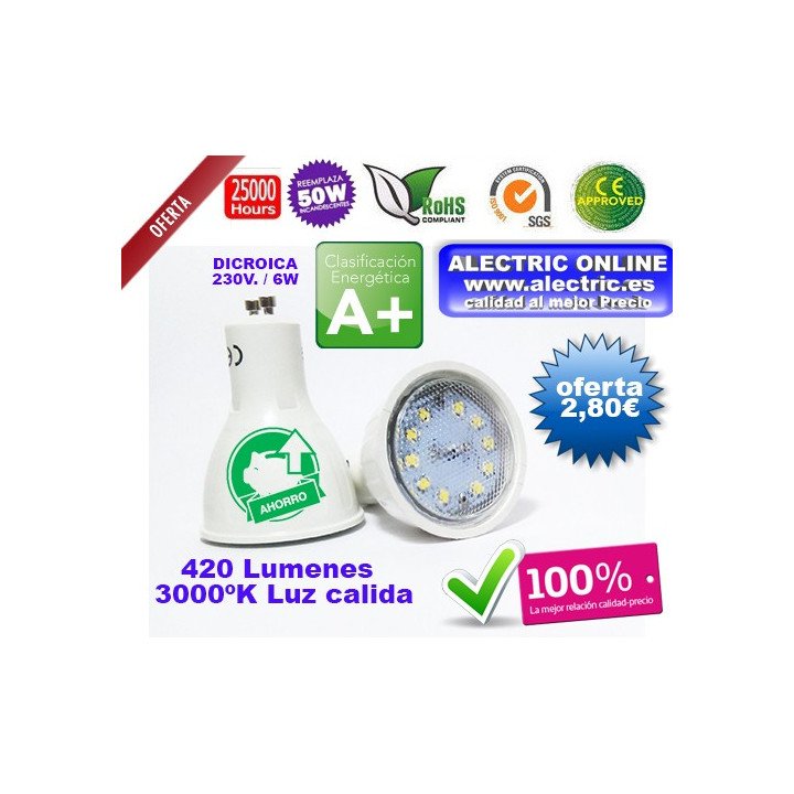 LED GU10 6W 3000K