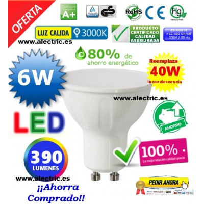 LED GU10 6W cálida