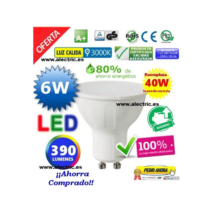 LED GU10 6W cálida