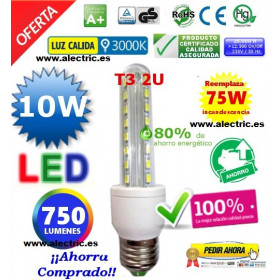 Bombilla led T3 E27 10W luz cálida