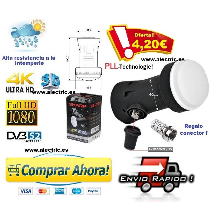 LNB UNIVERSAL SHARP BS1K2ELHD 3D PLL 